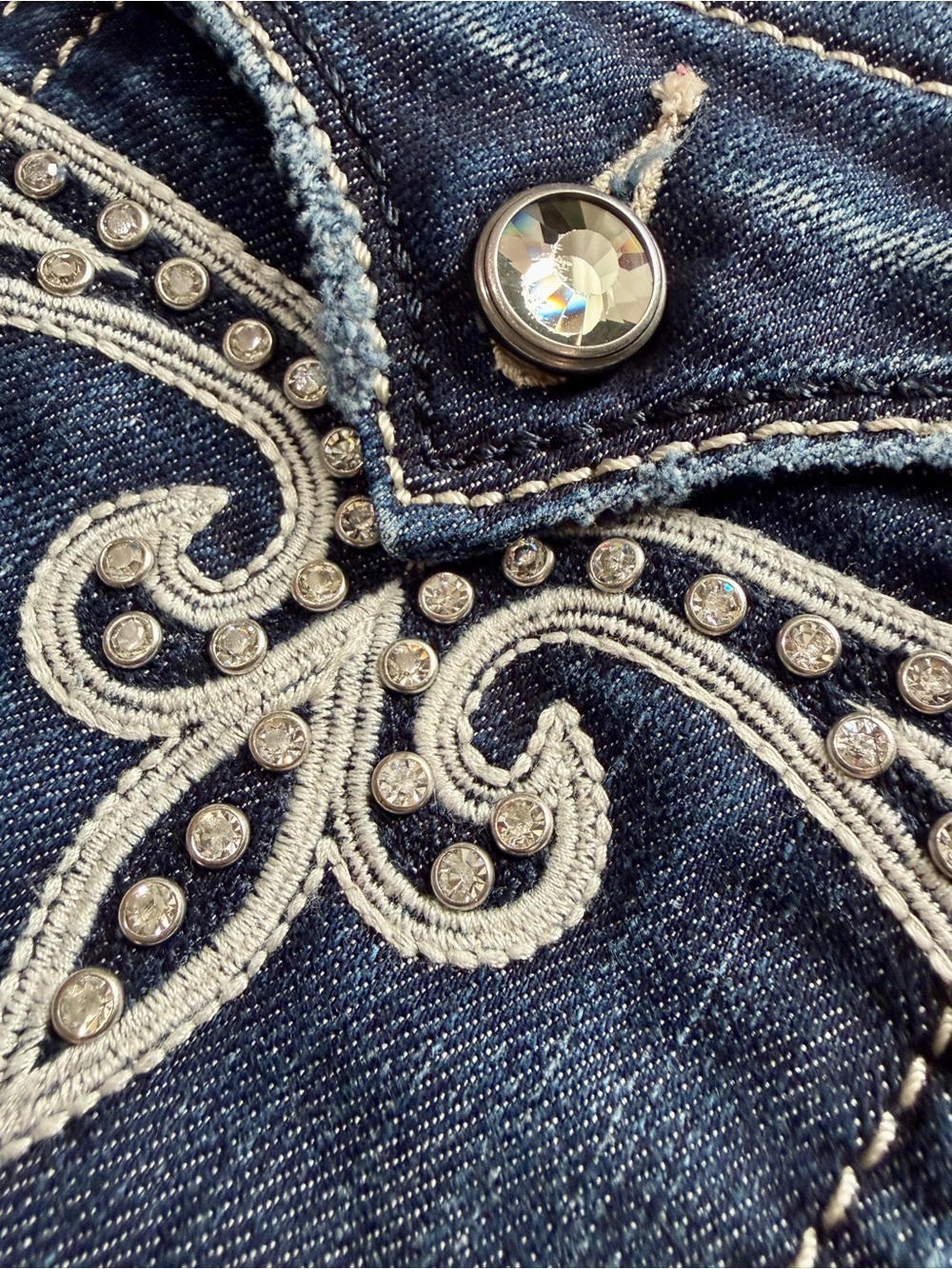 Rock Revival Jeans Womens Size 26 Sora y2K Skinny Dark Blue Rhinestone Low NWOT - Picture 9 of 11